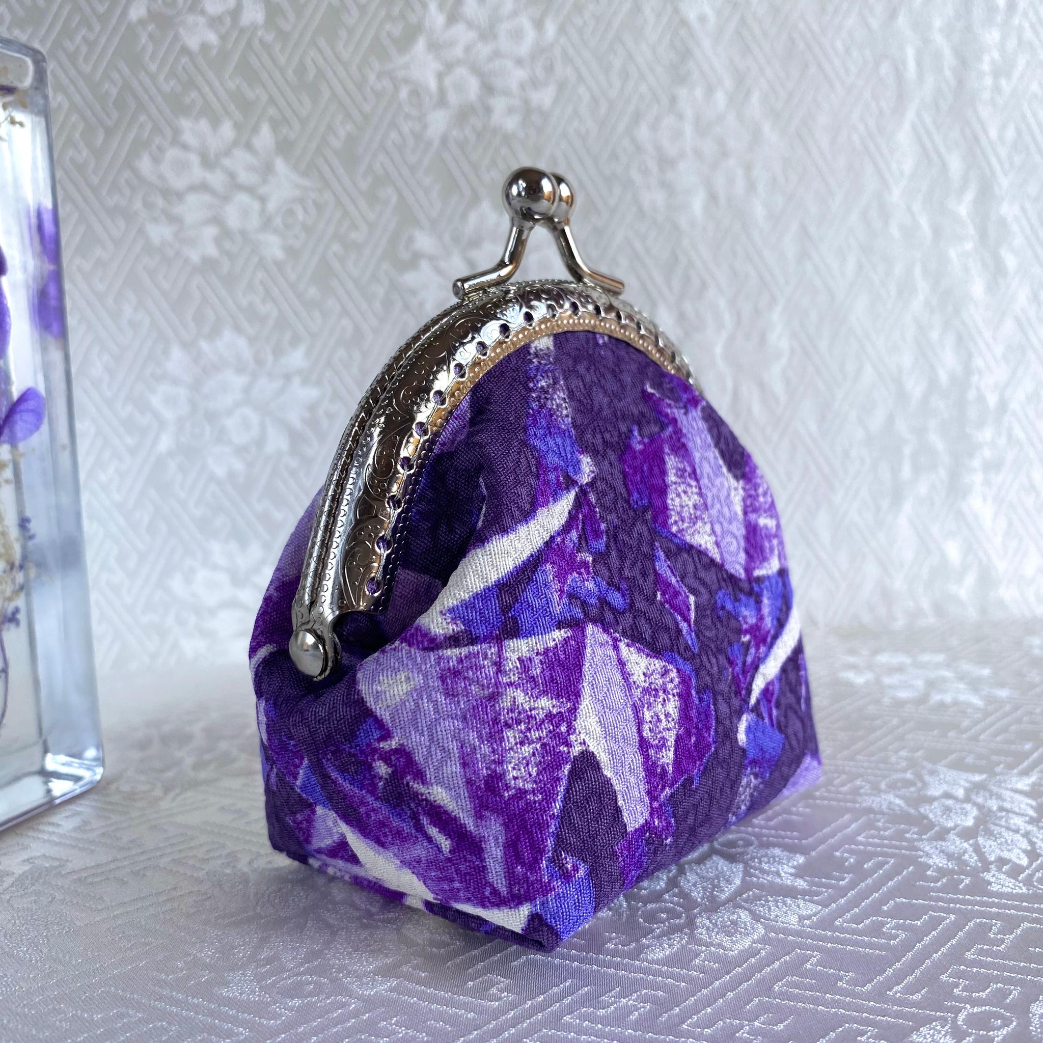 『宝石』シリーズ 【 正絹 手染め がま口財布 】《アメジスト》 手のひらサイズのオシャレな小銭入れ | 4枚目